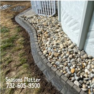 Custom designed hardscaping around a newly installed above ground pool. 